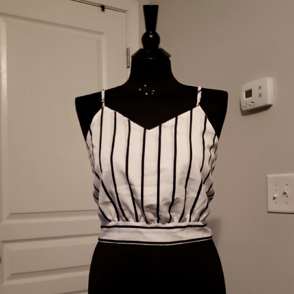Striped Black and White Women's Top